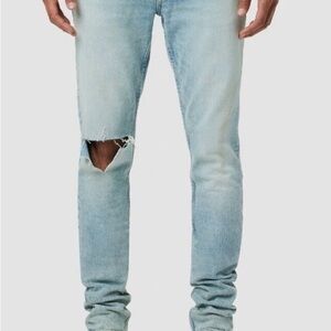 Hudson Jeans Men's Light Blue Ripped Skinny Jeans 34” inseam